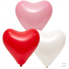 Э 12" Сердце Стандарт ассорти ( белый, розовый, красный)